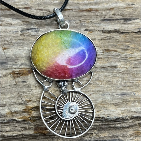 NEW Handmade Women's  Rainbow Solar Quartz Silver Plated Necklace - Picture 1 of 11